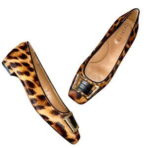 Talbots Sutton Buckle Flats Square Toe Leopard